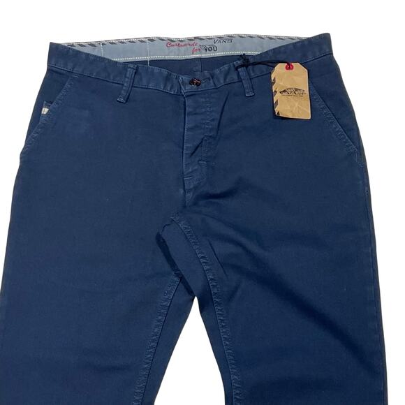 Vans Off the Wall Chino Pants 32x30 Navy Blue Modern Fit Mid Rise New - Picture 3 of 10